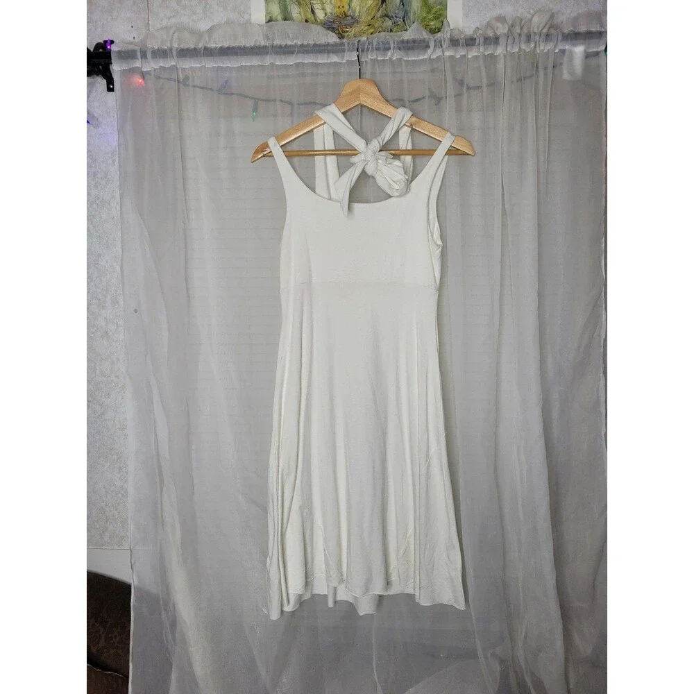 Three Dots dress womens size medium white rayon spandex A line Made In USA - Picture 4 of 6